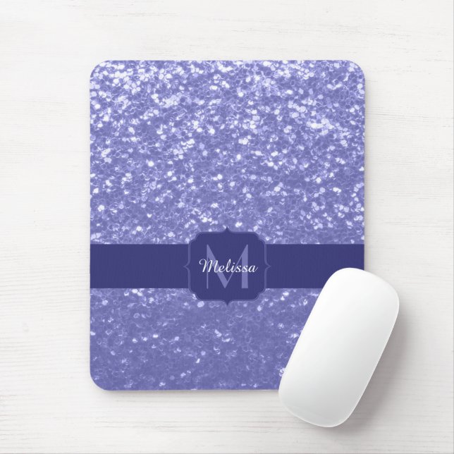 Lavender violet sparkles glitter bling Monogram Musmatta (Med mus)
