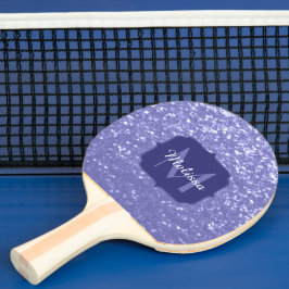 Lavender violet sparkles glitter bling Monogram Pingisracket