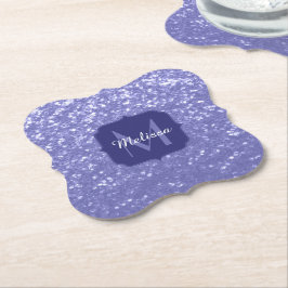 Lavender violet sparkles glitter bling Monogram Underlägg Papper