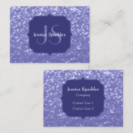 Lavender violet sparkles glitter bling Monogram Visitkort