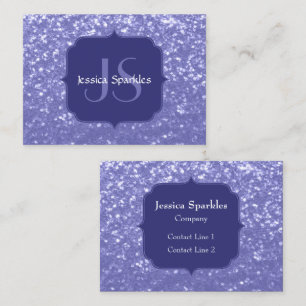 Lavender violet sparkles glitter bling Monogram Visitkort