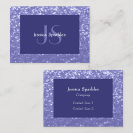 Lavender violet sparkles glitter bling Monogram Visitkort
