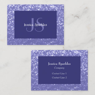 Lavender violet sparkles glitter bling Monogram Visitkort