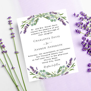 Lavender violett gieneri budget bröllopsinbjudan
