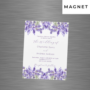 Lavender violetta blommigtar vattenfärgslyx bröllo magnetisk inbjudningskort