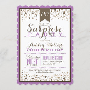 Lavender, Vit, Taupe Surprise Party Inbjudningar
