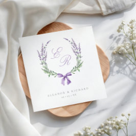 Lavender Wandeand & Bow Monogram Bröllop Pappersservett