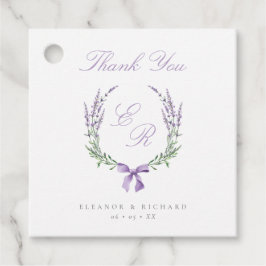 Lavender Wandeand & Bow Monogram Bröllop Tack Gåvor Etiketter