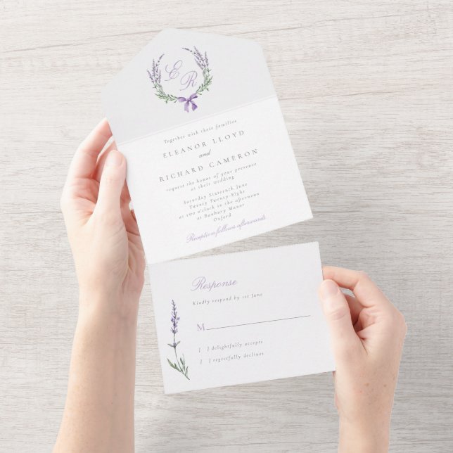 Lavender Wandeans Monogram och Bow Bröllop (Avrivbar del)
