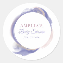 Lavender Watercolor Abstract Baby Shower Runt Klistermärke