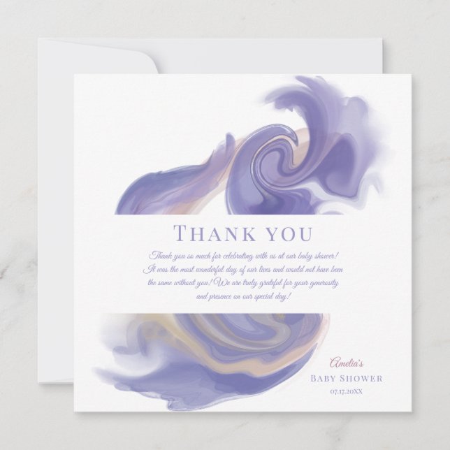 Lavender Watercolor Abstract Birthday Tack Kort (Framsida)