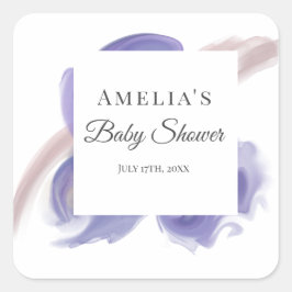 Lavender Watercolor Abstract Square Sticker Fyrkantigt Klistermärke