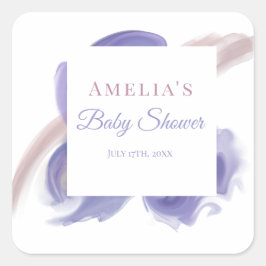 Lavender Watercolor Abstract Square Sticker Fyrkantigt Klistermärke