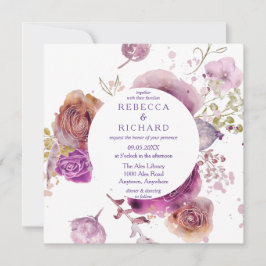 Lavender Watercolor Blommigt Bröllop Inbjudningar