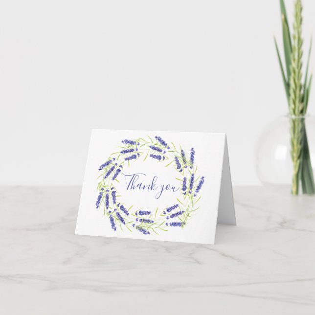 Lavender Watercolor Blommigt Bröllop Tack Kort (Framsida)