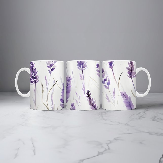 Lavender Watercolor Blommigt Coffee Mugg (Skapare uppladdad)