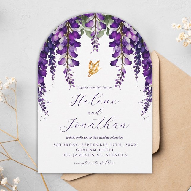 Lavender Watercolor Blommigt Garden Elegant bröllo Inbjudningar (Lavender Watercolor Floral Garden Elegant Wedding Invitation)