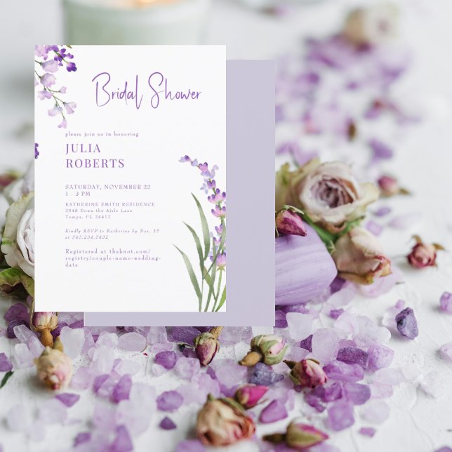 Lavender Watercolor Blommigt Möhippa Inbjudningar (Skapare uppladdad)