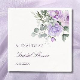 Lavender Watercolor Blommigt Peony Möhippa Pappersservett