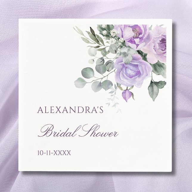 Lavender Watercolor Blommigt Peony Möhippa Pappersservett (Skapare uppladdad)