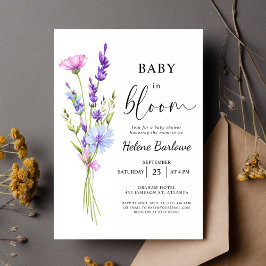 Lavender Watercolor Boho WildblomBaby Shower Inbjudningar