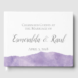 Lavender Watercolor Bröllop Guestbook Gästböcker