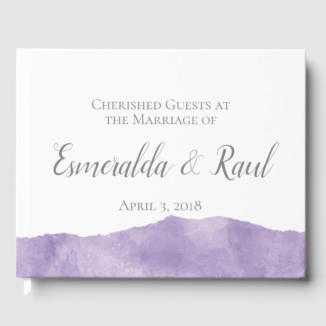 Lavender Watercolor Bröllop Guestbook Gästböcker (Framsida)