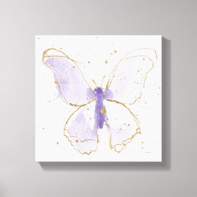 Lavender Watercolor Butterfly Canvastryck (Framsida)