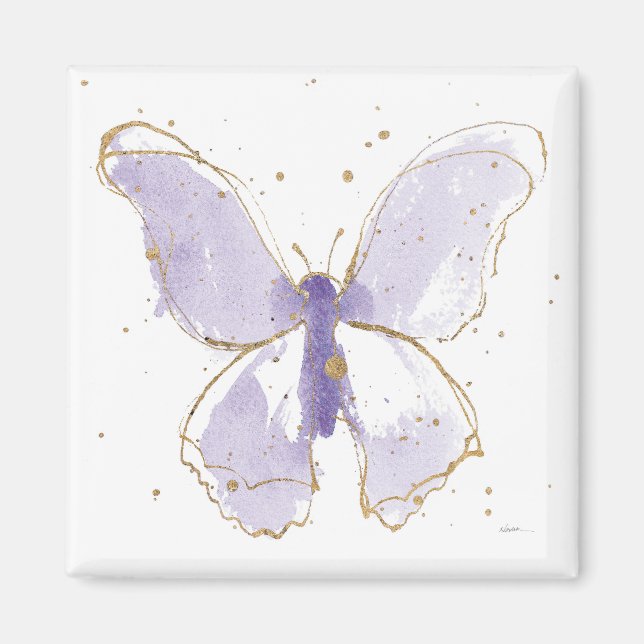 Lavender Watercolor Butterfly Magnet (Framsidan)
