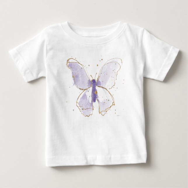 Lavender Watercolor Butterfly T Shirt (Framsida)