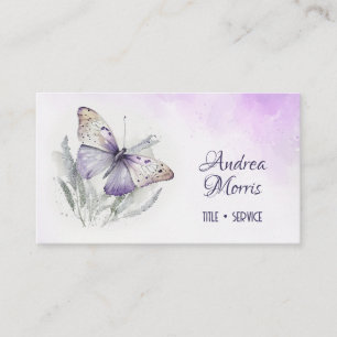 Lavender Watercolor Butterfly Visitkort