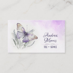Lavender Watercolor Butterfly Visitkort