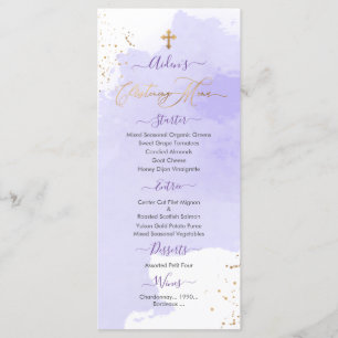 Lavender Watercolor Christening+1st Birthday Menu Meny