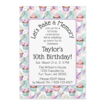 Lavender Watercolor Cupcake Baking Birthday Party