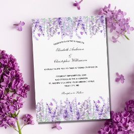 Lavender Watercolor Elegant Blommigt Bröllop Inbjudningar