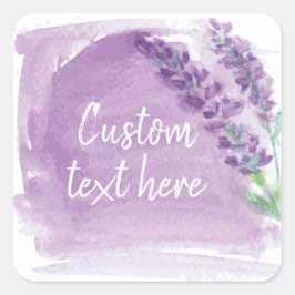 Lavender Watercolor Essential Oil Fyrkantigt Klistermärke