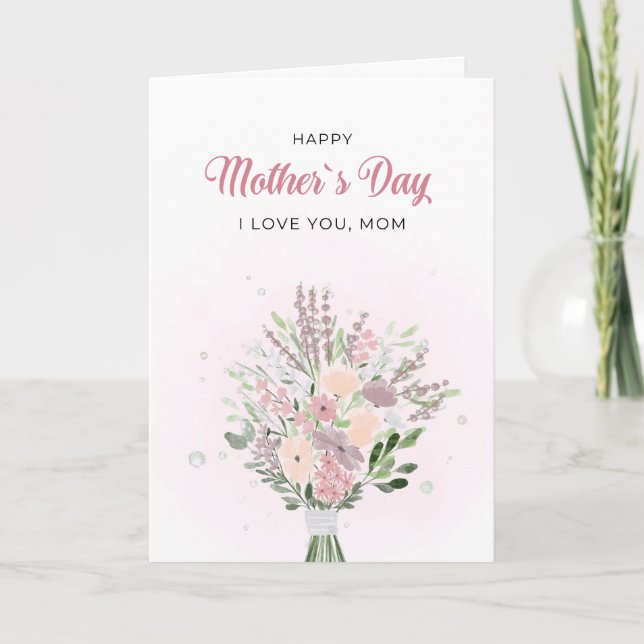 Lavender Watercolor Floral Mother's Day Kort (Framsida)