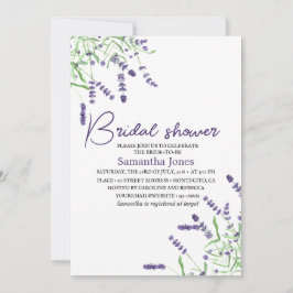 Lavender Watercolor Flowers Lila Möhippa Inbjudningar