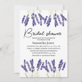 Lavender Watercolor Flowers Lila Möhippa Inbjudningar