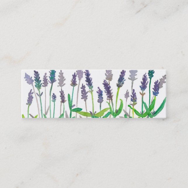 Lavender Watercolor Flowers Mini Visitkort (Framsida)