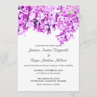 Lavender Watercolor Flowers Modern Bröllop Inbjudningar