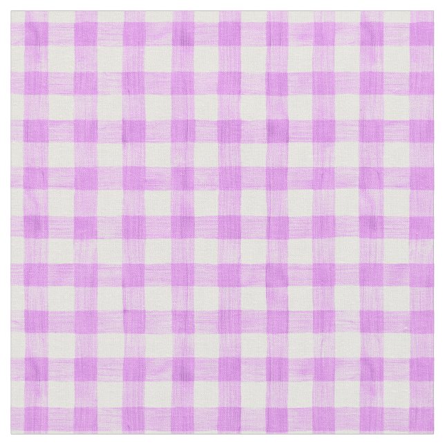 Lavender Watercolor Gingham Fabric Tyg (Närbild)