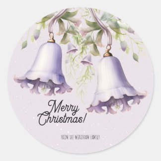 Lavender Watercolor jul Bell Runt Klistermärke