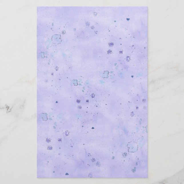Lavender Watercolor Pastel Tvättar Spatter Brevpapper (Framsida)