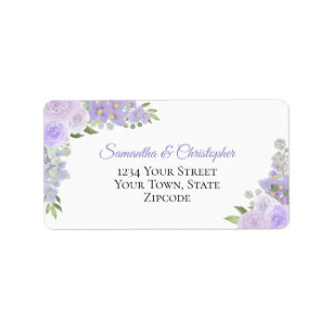 Lavender Watercolor Ro Elegant bröllop Adress Adressetikett
