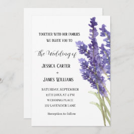Lavender Watercolor Rustic Elegant bröllop Inbjudningar