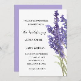 Lavender Watercolor Rustic Elegant bröllop Inbjudningar