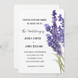 Lavender Watercolor Rustic Elegant bröllop Inbjudningar