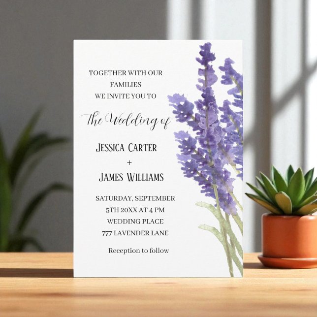 Lavender Watercolor Rustic Elegant bröllop Inbjudningar (Skapare uppladdad)