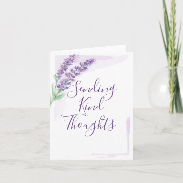 Lavender Watercolor Sending Kind Thout Kort (Framsida)